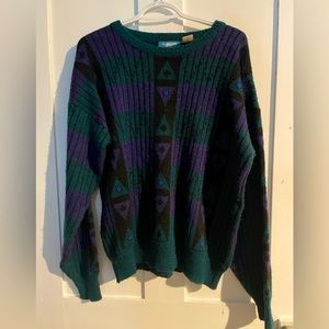 Graphic Pattern Vintage Grandpa Core Crewneck Sweater